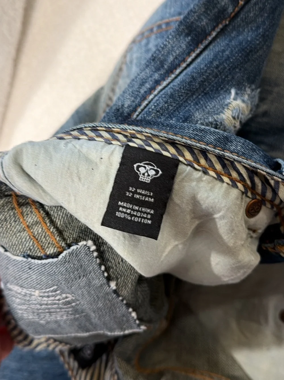 Mostly Heard Barley SeenDistressed Patch Blue Men’s Jeans